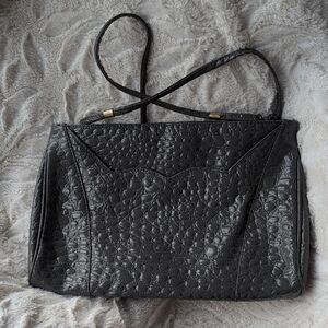 Vintage Gray Patent Textured Women's Bag